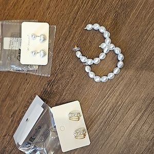 Pearl earrings bundle pearl hoop pearl hearts